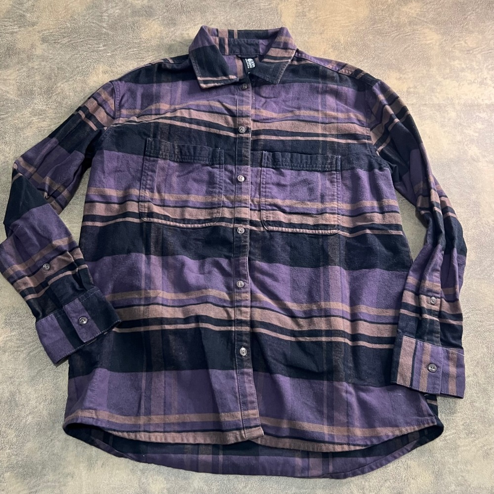 Mountain Hardwear Flannel Shirt Womens Small Purple Plaid Long Sleeve OL8057